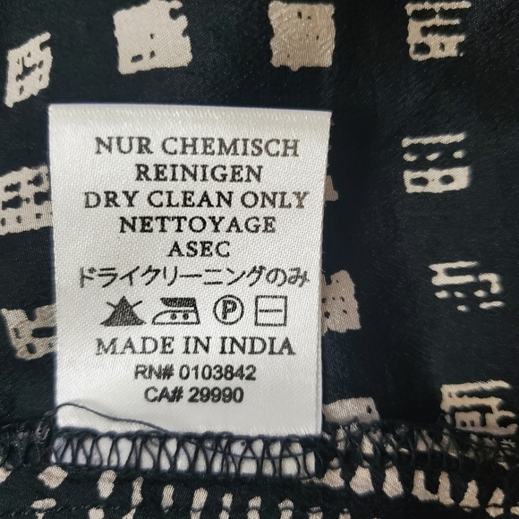 Winter Kale Vintage Silk Top Medium Flared Sleeves Ginham - Picture 7 of 11